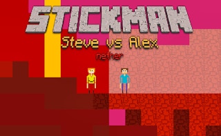 Image Stickman Steve vs Alex Nether